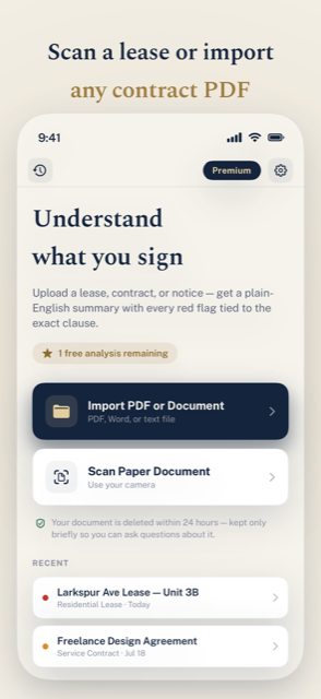 Home — scan or import